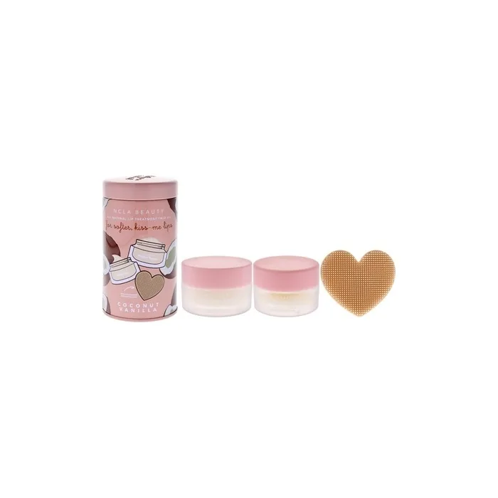 Ncla All Natural Lip Treatment Set Coconut Vanilla 3 Pieces Including 034oz Lip Balm 05oz Lip Scrub And Silicone Lip Scrubber