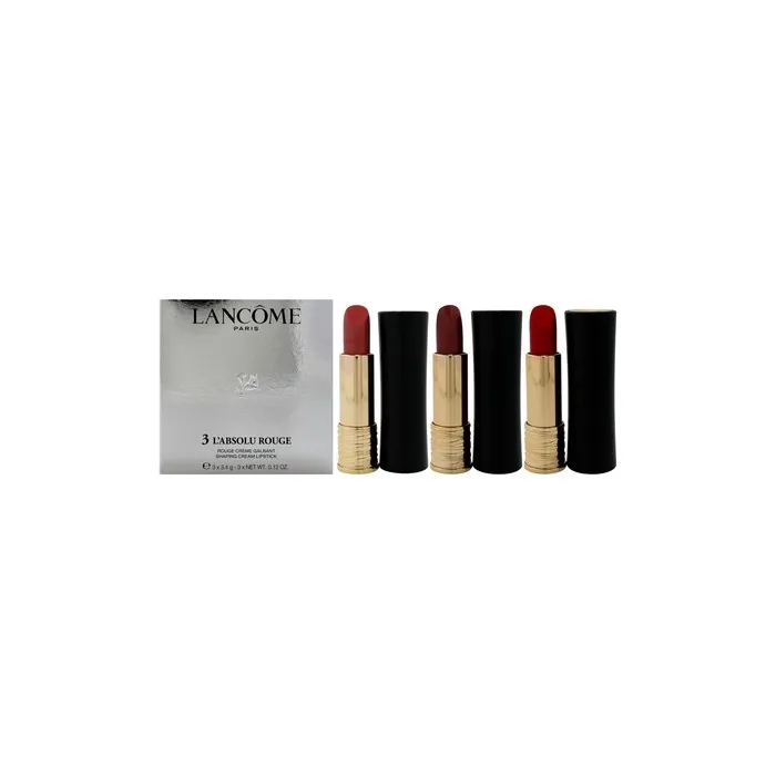 Lancôme 3 Labsolu Rouge Set for Women - 3 Cream Lipsticks 0.12oz - Shades 06 Rose Nu, 11 Rose Nature, 132 Caprice De Rouge