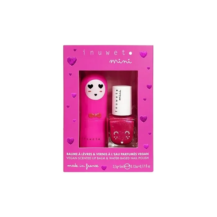Inuwet Mini Set Lip Balm 3.5g Cherry and Water-Based Lacquer 5ml Strawberry