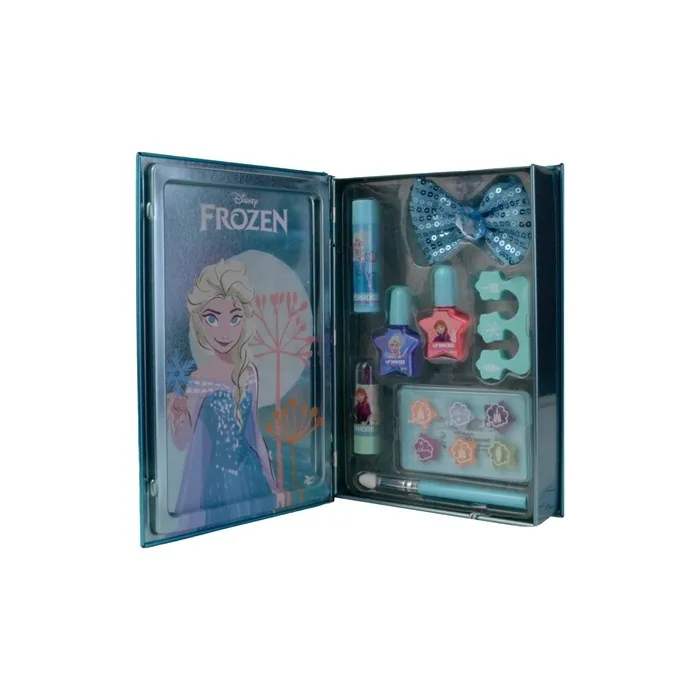 Lip Smacker Frozen Beauty Book Tin with Lipstick, Lip Balm, Shimmer Creams and Nail Polishes for Kids' Princess Look - Hair and Makeup Accessories Included
