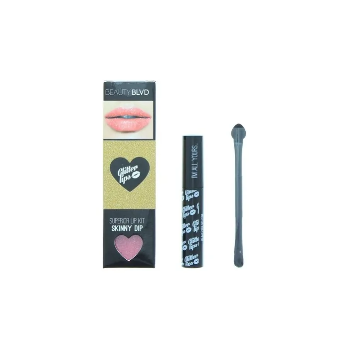 Beauty Blvd Lips Skinny Dip Gift Set Gloss Bond 35ml Glitter 3g Lip Brush