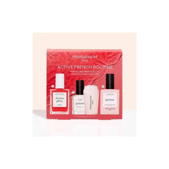 Manucurist French Manicure Set Active Glow Raspberry and Green Crème Nail Polish - Pack of 4