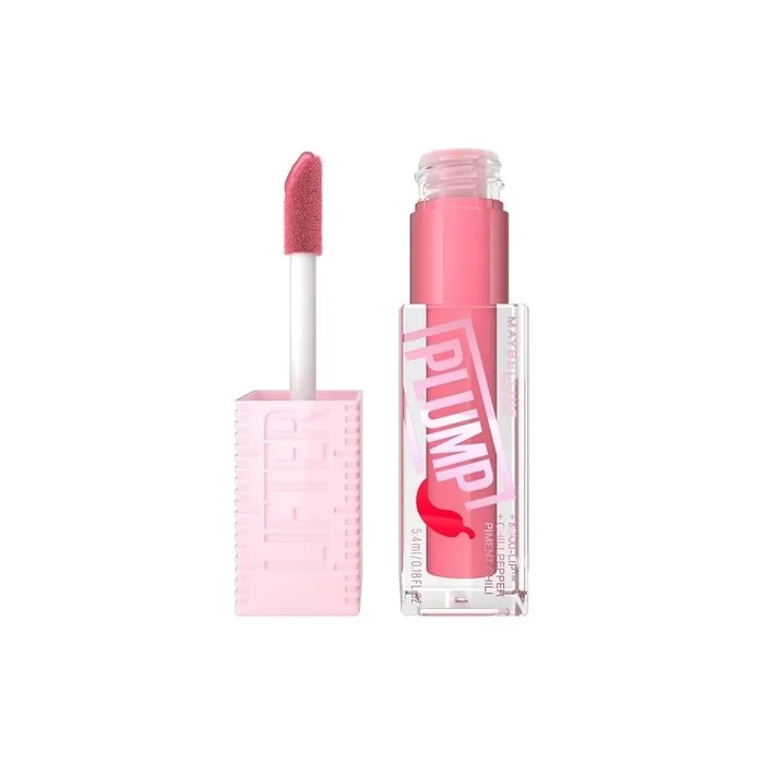 Maybelline New York Lifter Plump Lip Gloss Lasting Plump Heated Formula with Hyaluronic Acid and Chilli Pepper XL Wand Vegan Formula Shade 003 Pink Sting