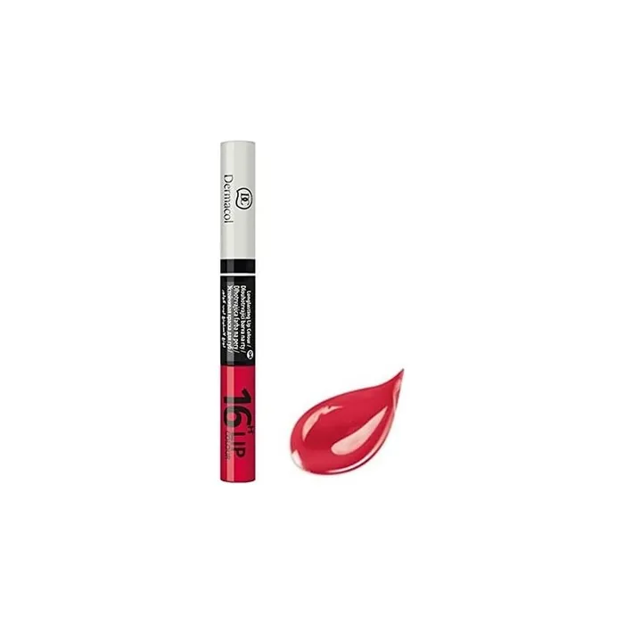 Dermacol 2-in-1 Long-Lasting Lip Color and Gloss Kiss-Proof and Stain-Free Brilliant Lipstick 16H 7.1ml - No. 4 Absolute Red