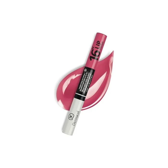 Dermacol 16-Hour Lip Colour Highly Pigmented Glossy Lip Stain Two-Phase Lip Plumper Gloss Kissproof Lip Makeup Products Matte and Glitter Finish No.6 Rich Violet-Pink Lipstick 7.1mL