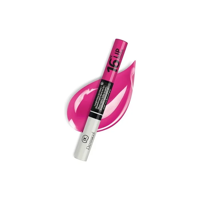 Dermacol 16-Hour Lip Color High-Pigment Glossy Lipstick with Two-Phase Lip Gloss Lip Makeup Products with Matte and Glitter Finish 7.1mL - No. 8 Raspberry Pink
