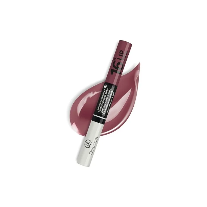 Dermacol 16-Hour Lip Colour Highly Pigmented Glossy Lip Stain Two-Phase Lip Plumper Gloss Kissproof Lip Makeup Products Matte and Glitter Finish No.12 Brown-Purple Lip Gloss 7.1 mL