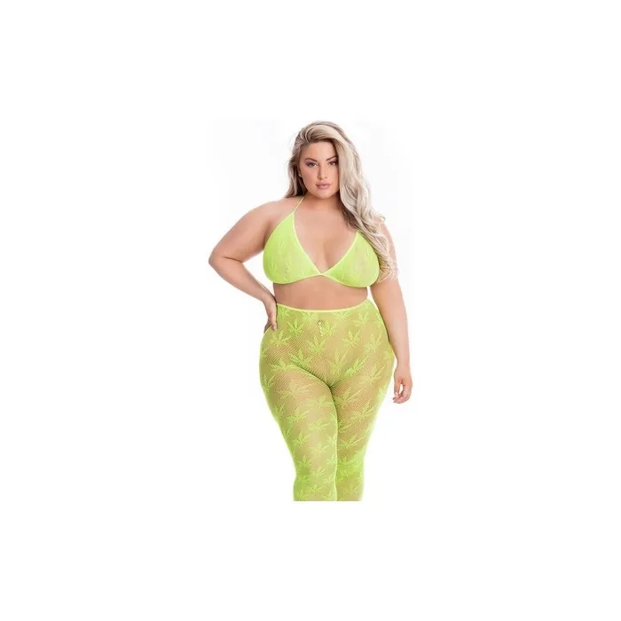 Pink Lipstick Lingerie All About Leaf Green One Size
