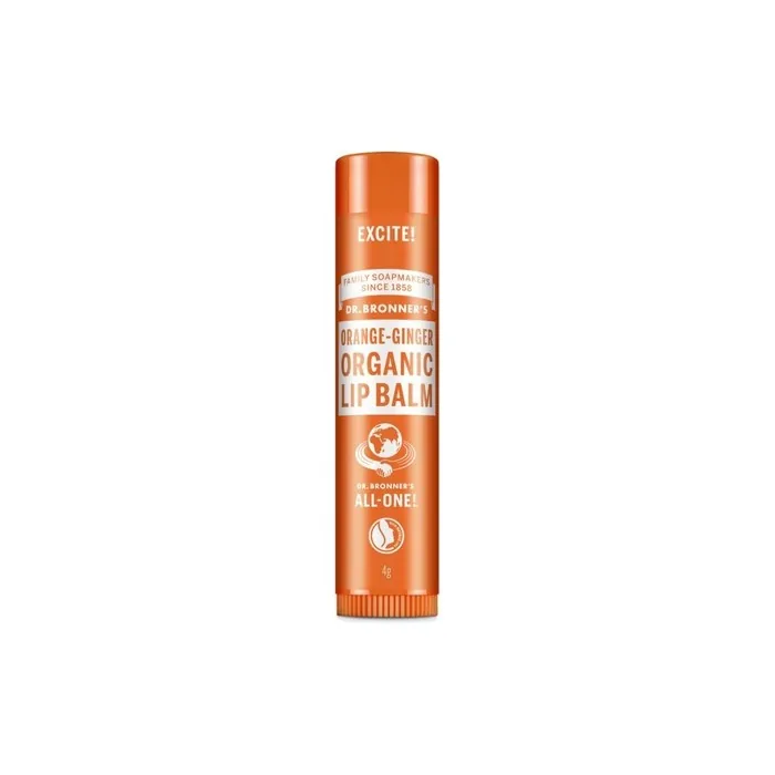Dr Bronner's Orange Ginger Lip Balm with Organic Oils and No Synthetic Ingredients 4g