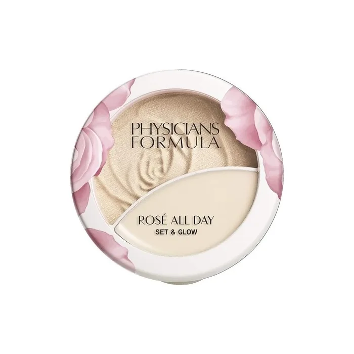Physicians Formula Rose All Day Set & Glow Fixing Powder and Highlighter with Moisturizing Balm for a Delicate Complexion with Rose Extract, Goji and Cherry Plum Luminous Light
