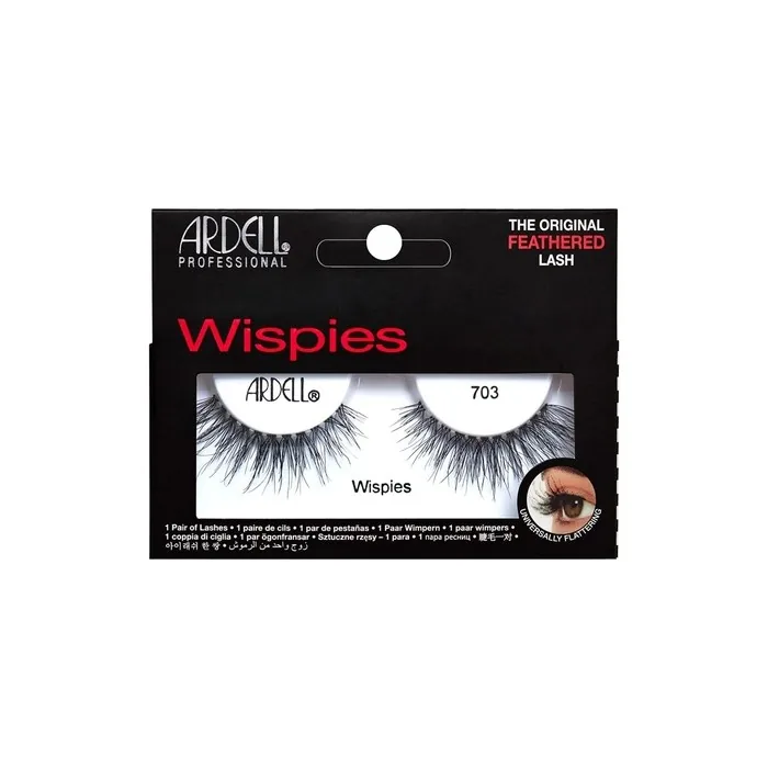 Ardell False Eyelashes Wispies 703 Black Feathered Lash Crisscross Layers Invisiband Lash Band Super Comfort Uneven Lengths Long Volume Defined Curl Vegan-Friendly Cruelty-Free Eyelashes