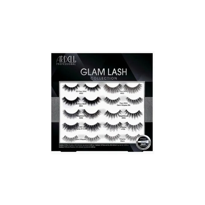 New Ardell Glam Lash Collection 10 Pair Pack of Lashes with Adhesive Duo Glue
