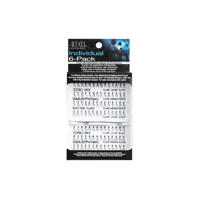 Ardell Knot-Free Individuals Combo Eye Lashes Black - Pack of 6