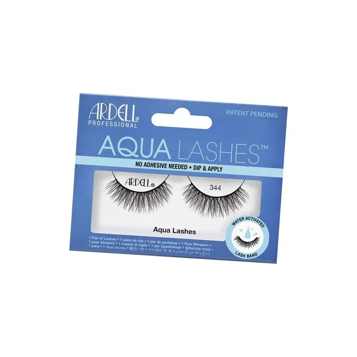 ARDELL Aqua Lashes 344 Self-Adhesive Real Hair False Eyelashes - No Glue Needed, Activated by Water - Allergy-Friendly, Vegan & Reusable