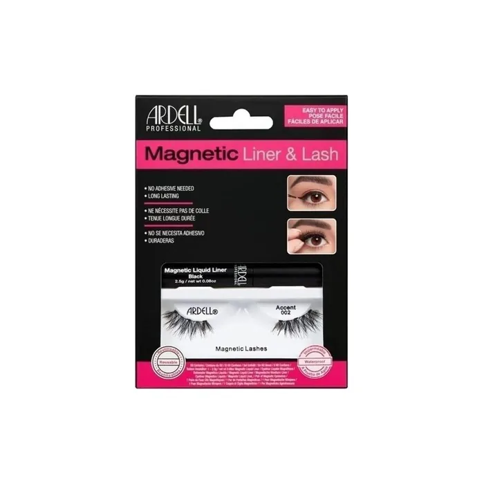Ardell Magnetic Liquid Eyeliner & Lash Accent 002 Black - No Glue Required Reusable Vegan-Friendly Lashes