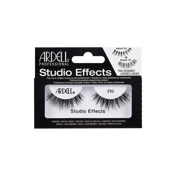 ARDELL Studio Effects 232 Real Hair False Eyelashes for Extra Volume and Density Developed by Makeup Artists Glue-On Natural Vegan and Reusable Style 232