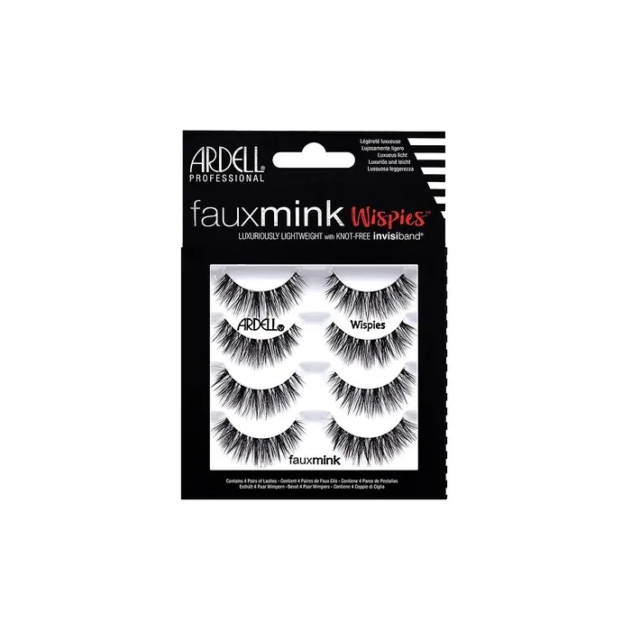 ARDELL Faux Mink Wispies Synthetic Vegan Eyelashes Black - Pack of 4
