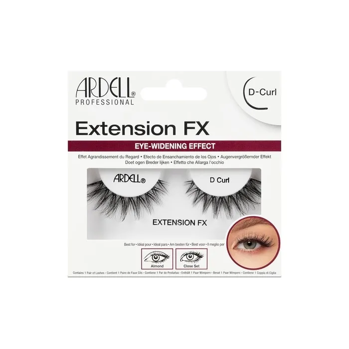 Ardell False Eyelashes Extension FX D Curl Black Long Flared Almond Deep-Set Eyes Silky-Soft Knot-Free Invisiband Comfortable Wear Vegan-Friendly