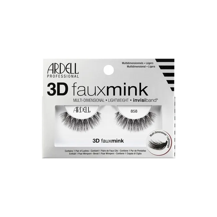 ARDELL Professional 3D Faux Mink 858 Synthetic Vegan Black Eyelashes - Style 858