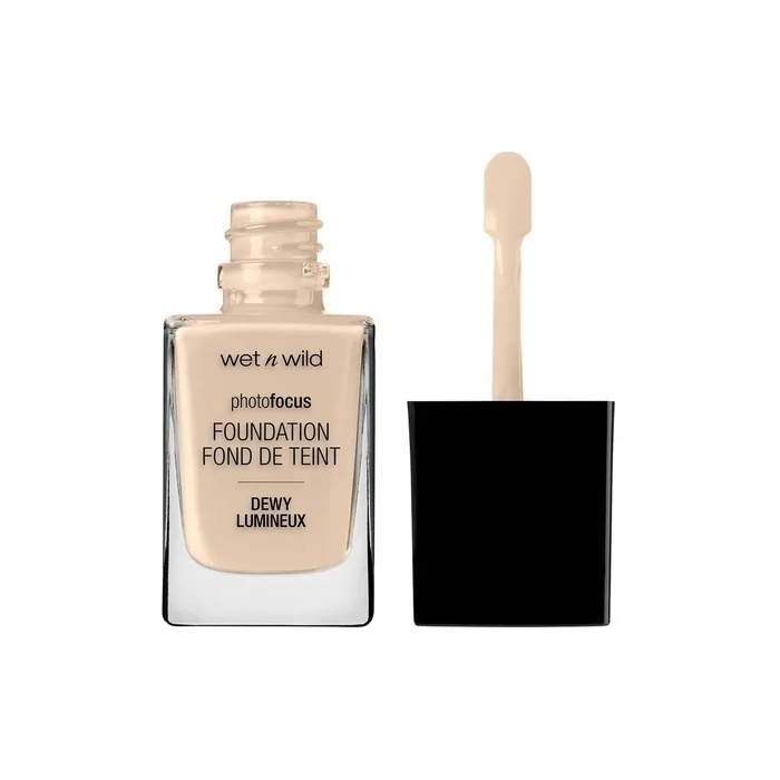 Wet n Wild Photo Focus Dewy Foundation in Nude Ivory - Moisturizing Formula for Normal and Dry Skin - Vegan