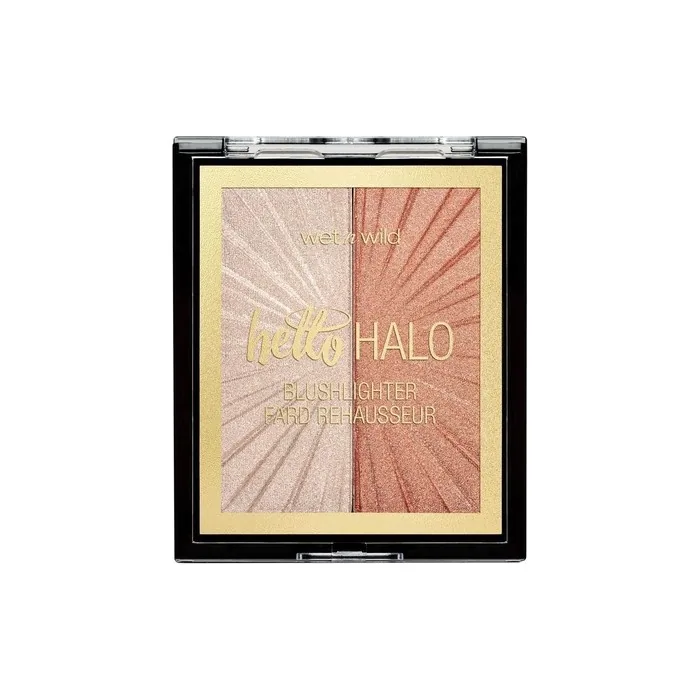 Wet n Wild MegaGlo Hello Halo Blushlighter Highlight Bling - Rouge and Highlighter Duo with Soft and Customizable Reflective Shades and Pearl Pigments for Radiant Skin