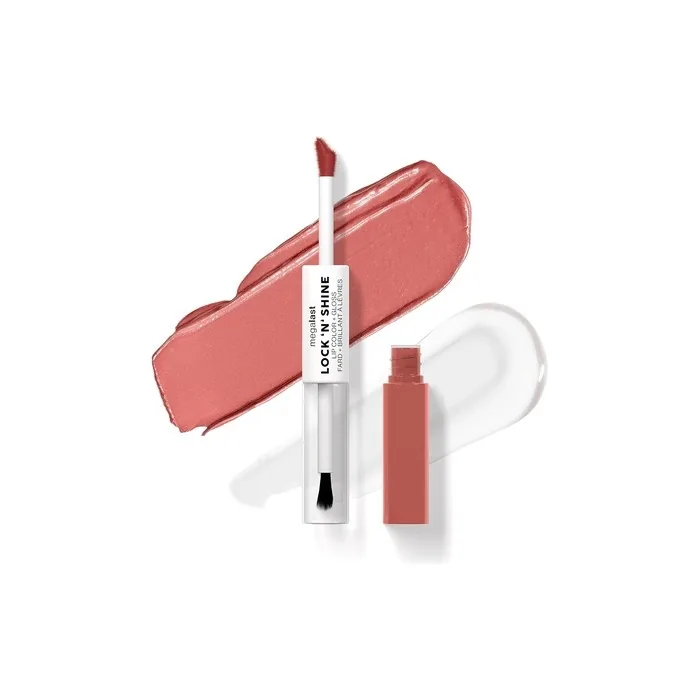 Wet n Wild Megalast Lock n' Shine Dual-Ended Lip Color and Clear Gloss with Vitamin E and Jojoba Oil Enriched Formula Nude Illusion Shade