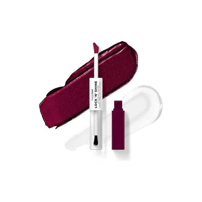 Wet n Wild Megalast Lock n' Shine Dual-Ended Lip Color and Clear Gloss Vitamin E and Jojoba Oil Enriched Formula Dark Wisteria Shade