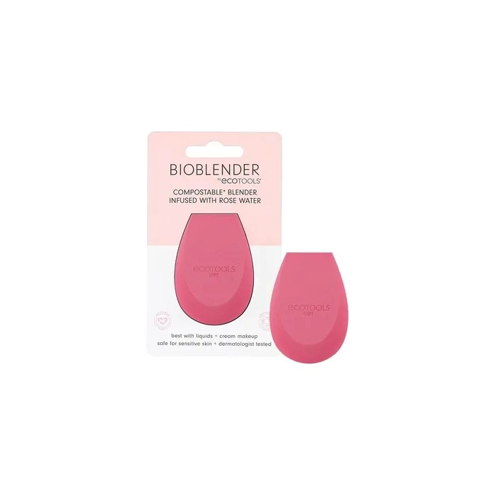 EcoTools Rose Water Bioblender Compostable Makeup Blending Sponge for Liquid and Cream Foundation Pink 1 Count
