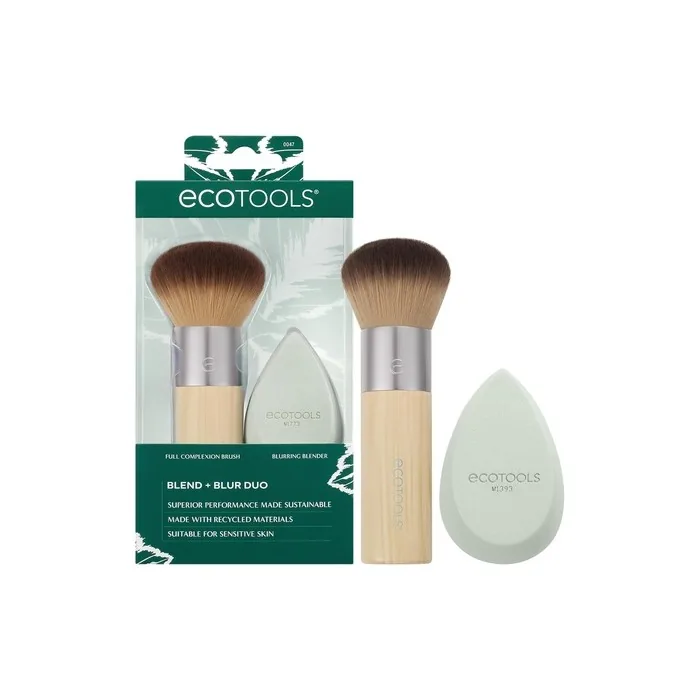 Ecotools Blend Blur Makeup Brush And Sponge Duo For Liquid & Cream Products Cloud Skin