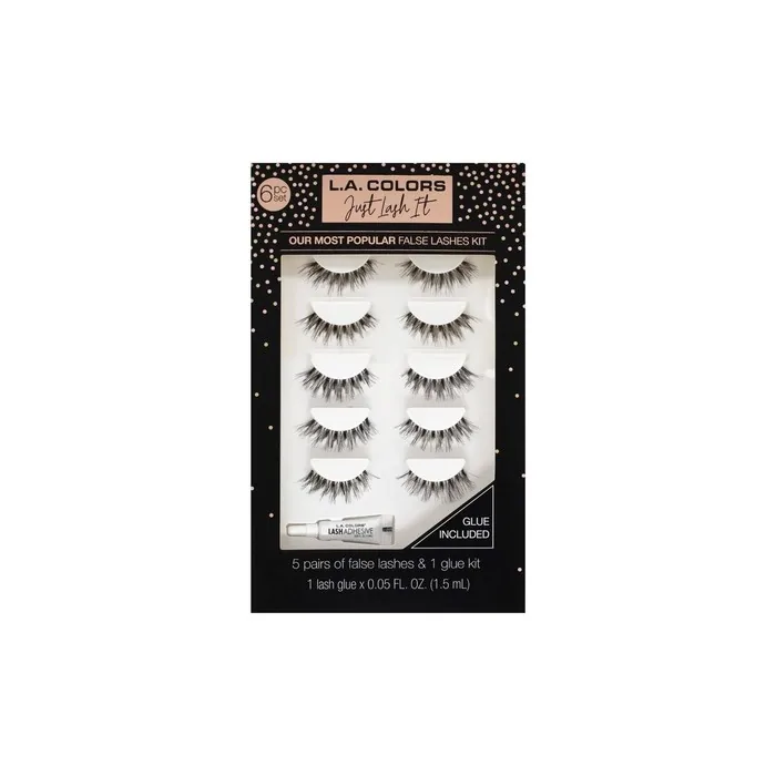 L.A. Colors Just Lash It Set of 6 Pairs of False Eyelashes with Adhesive