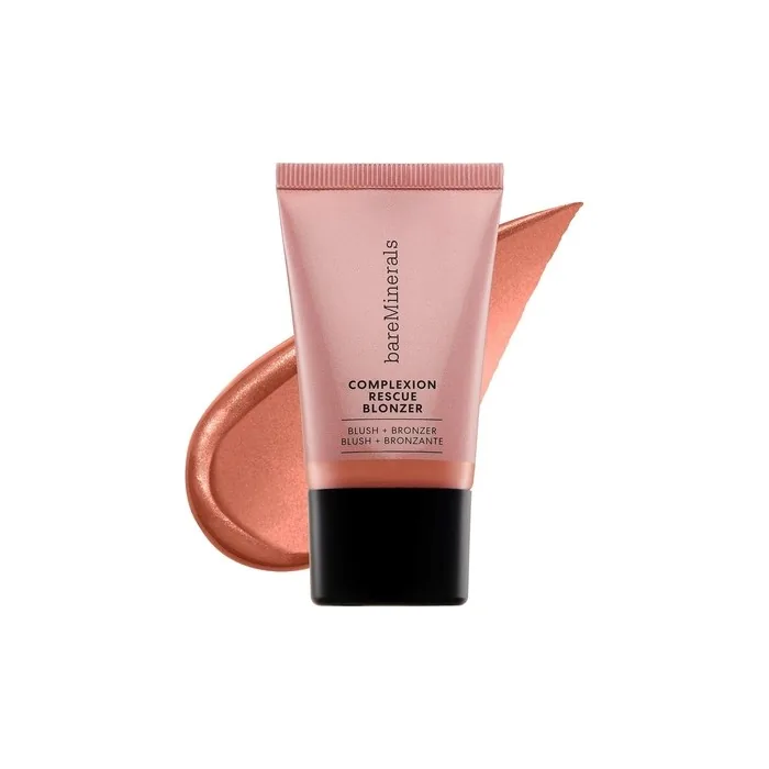 bareMinerals Complexion Rescue Liquid Blonzer Blush Bronzer Hybrid Sun-Kissed Glow Buildable Face Cheeks Gel-Cream Vegan Kiss of Rose 0.5 Ounce