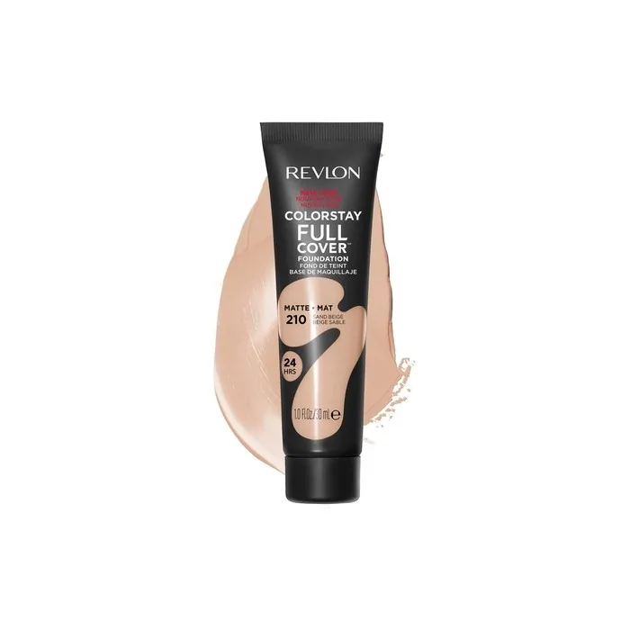 Revlon ColorStay Full Cover Longwear Matte Foundation Heat & Sweat Resistant Lightweight Face Makeup 30ml 210 Sand Beige