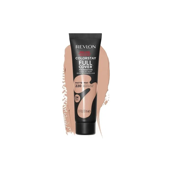 Revlon ColorStay Full Cover Longwear Matte Foundation Heat & Sweat Resistant Lightweight Face Makeup 30ml 220 Natural Beige