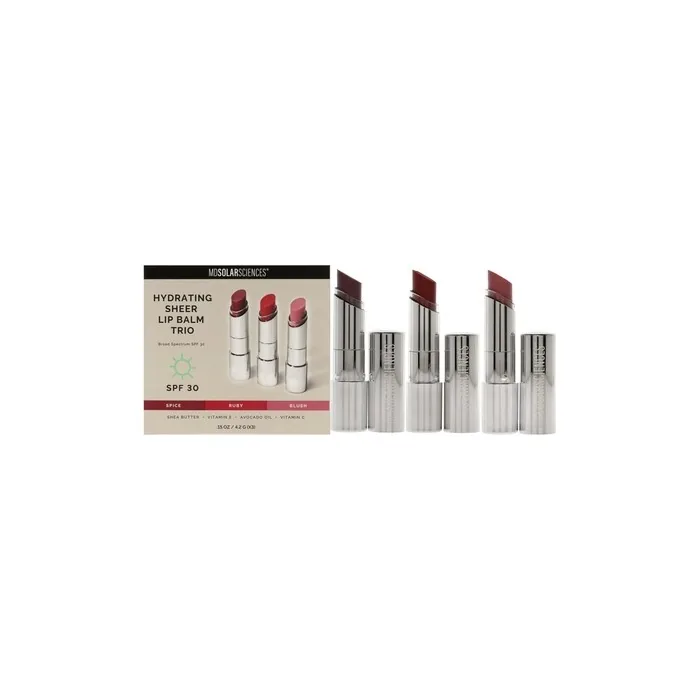 Mdsolarsciences Hydrating Sheer Lip Balm Trio Spf 30 3 Pieces Spice Ruby Blush 015oz Each
