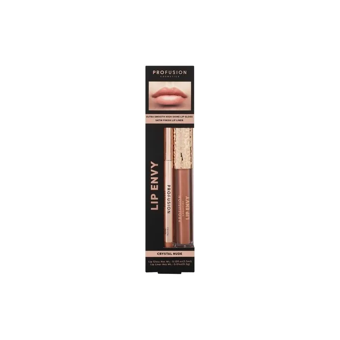 Profusion Cosmetics Lip Envy Crystal Nude Lip Gloss & Liner Kit Pigmented