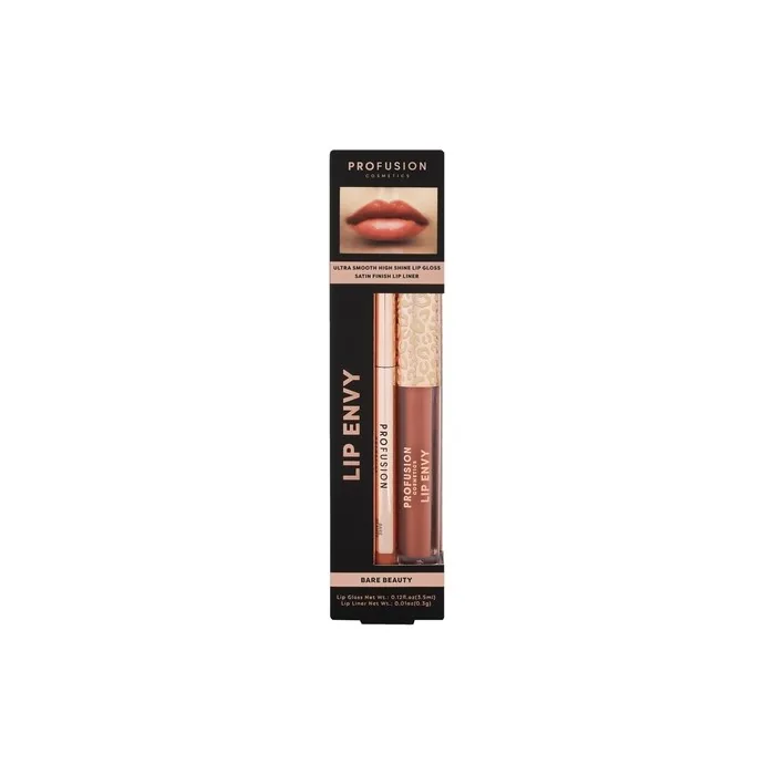 Profusion Cosmetics Lip Envy Bare Beauty Lip Gloss and Liner Set - Glossy Finish