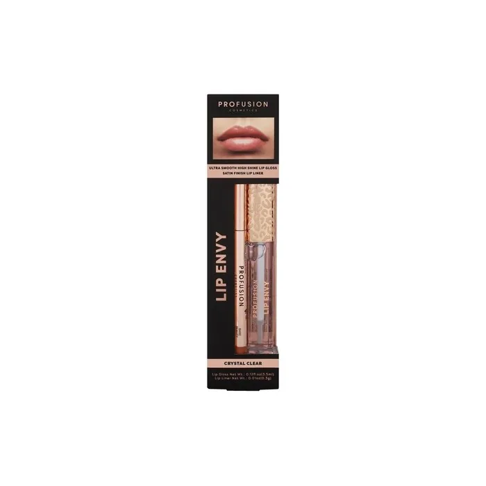 Profusion Cosmetics Lip Envy Crystal Clear Lip Gloss and Liner Set High-Shine