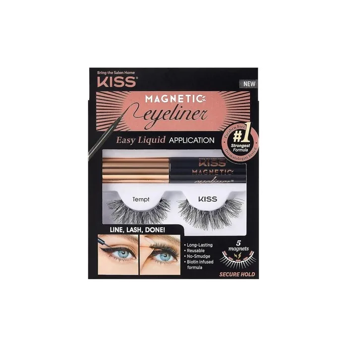 KISS Magnetic Lash Collection Eyeliner & Lash Kit 1 Pair of False Eyelashes and Magnetic Eyeliner Tempt