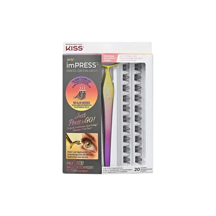 KISS imPRESS Press-On Falsies Eyelash Clusters Kit Voluminous Black