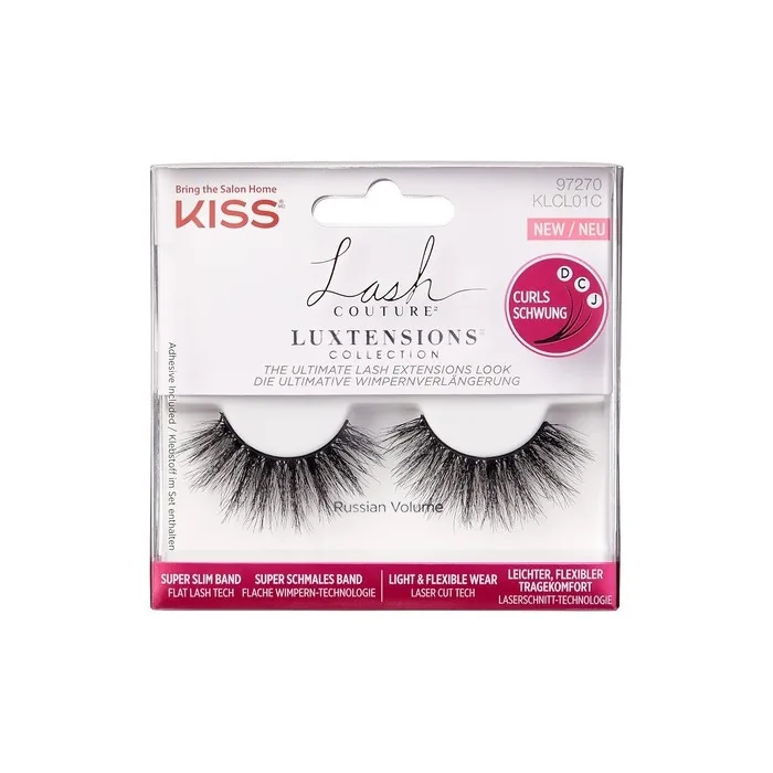 KISS Lash Couture LuXtensions Collection Russian Volume Fake Lashes with Super Slim Band and Lash Glue