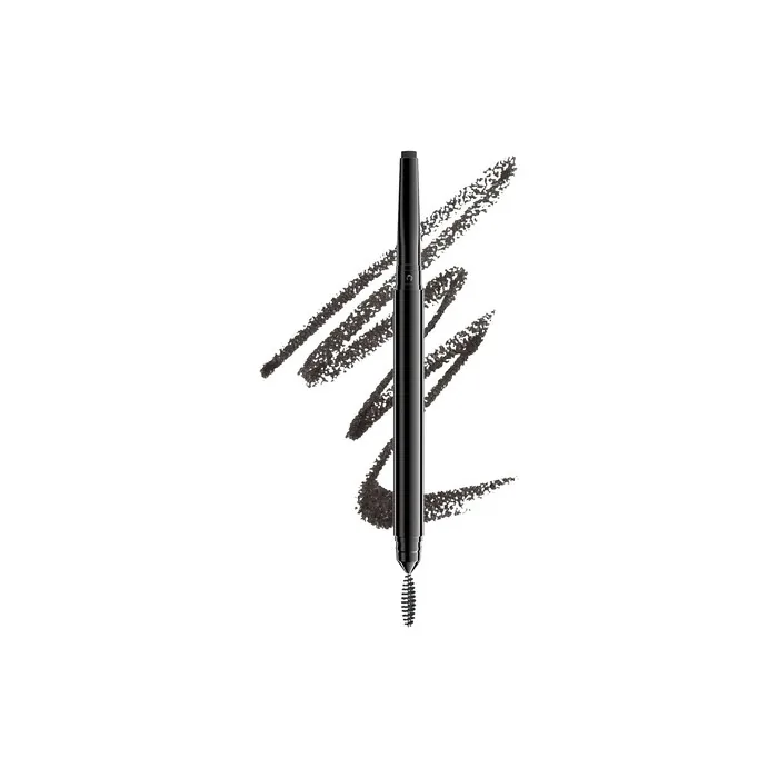 NYX Professional Makeup Precision Brow Pencil Dual Ended with Flat Tip Pencil and Spoolie Brush Vegan Formula Shade Black 06