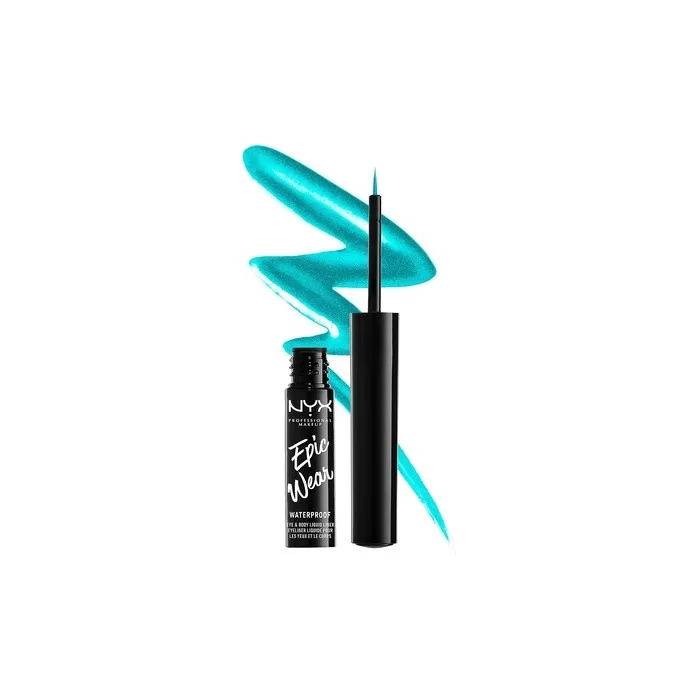 NYX Makeup Epic Wear Metallic Liquid Waterproof Eyeliner-Teal Metal-0.12 oz