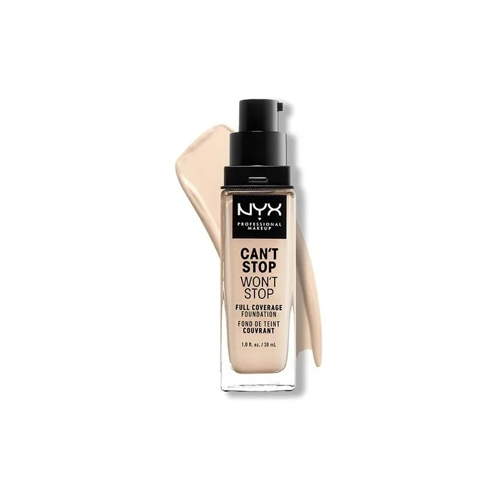 NYX Professional Makeup Can't Stop Won't Stop Full Coverage Foundation Vegan Formula Matte Finish Pale 01