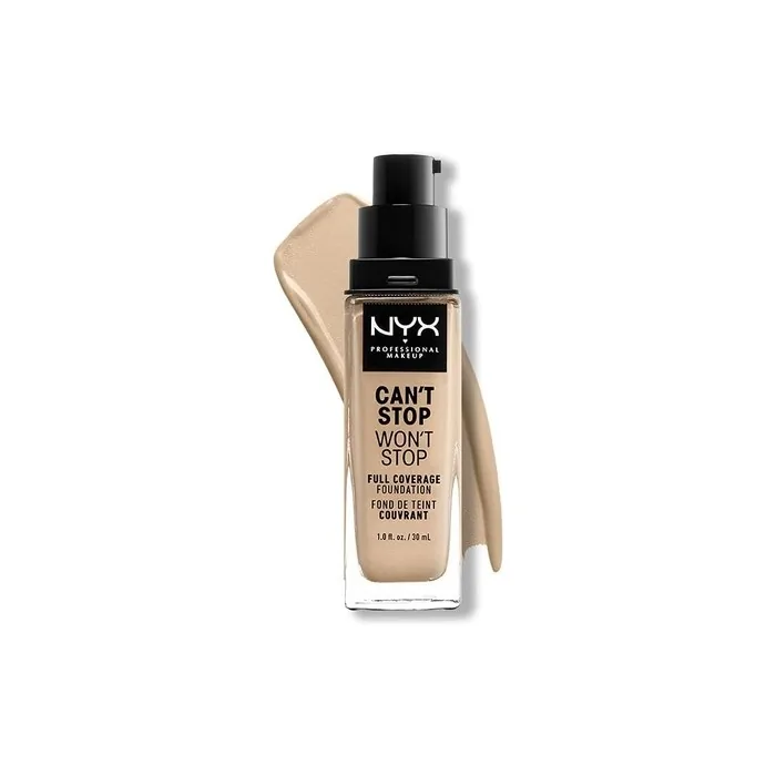 NYX Professional Makeup Can't Stop Won't Stop Full Coverage Foundation Vegan Formula Matte Finish Shade Nude 06.5