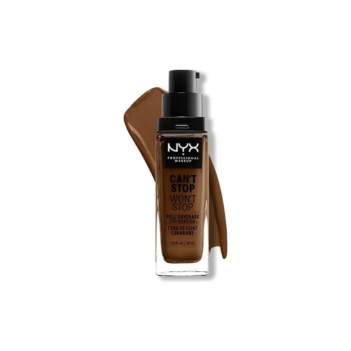 NYX Professional Makeup Can't Stop Won't Stop Full Coverage Foundation Vegan Formula Waterproof Matte Finish 22.3 Walnut 30ml