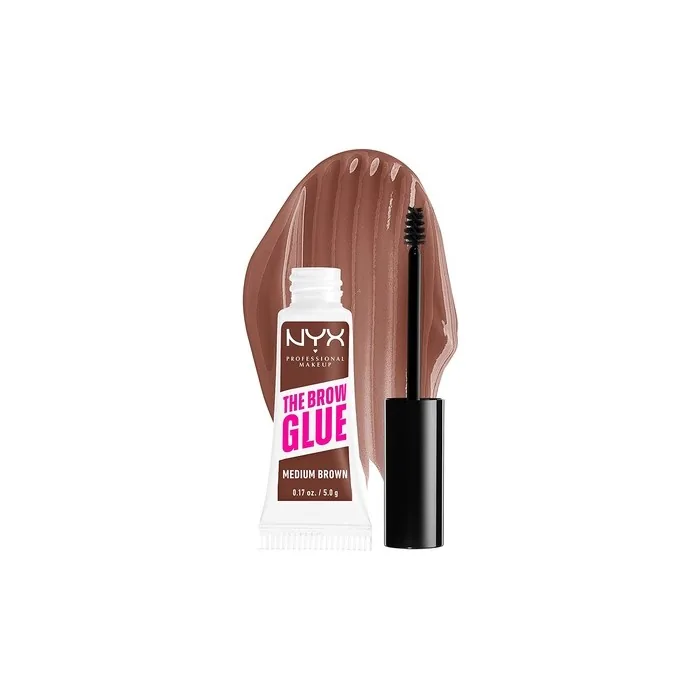 NYX Professional Makeup The Brow Glue Extreme Hold Tinted Eyebrow Gel Medium Brown 0.17 Fl Oz