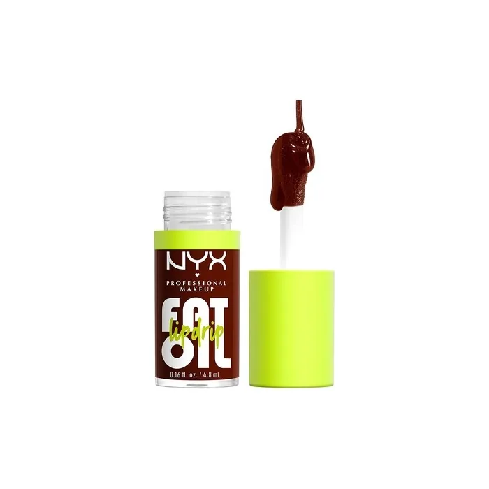 NYX Professional Makeup Fat Oil Lip Drip Moisturizing Vegan Tinted Lip Gloss - Status Update Rich Chocolate