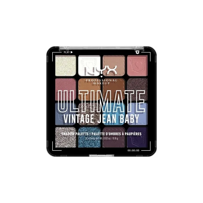 NYX Professional Makeup Ultimate Shadow Eyeshadow Palette with 16 Shades Vegan Formula Long-lasting Finish Vintage Jean Baby