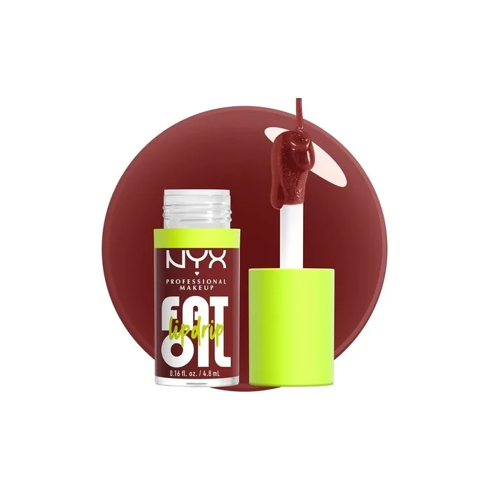 NYX PROFESSIONAL MAKEUP Fat Oil Lip Drip Moisturizing Shiny Vegan Tinted Lip Gloss Inside Scoop Plum Brown 0.16 Fl Oz