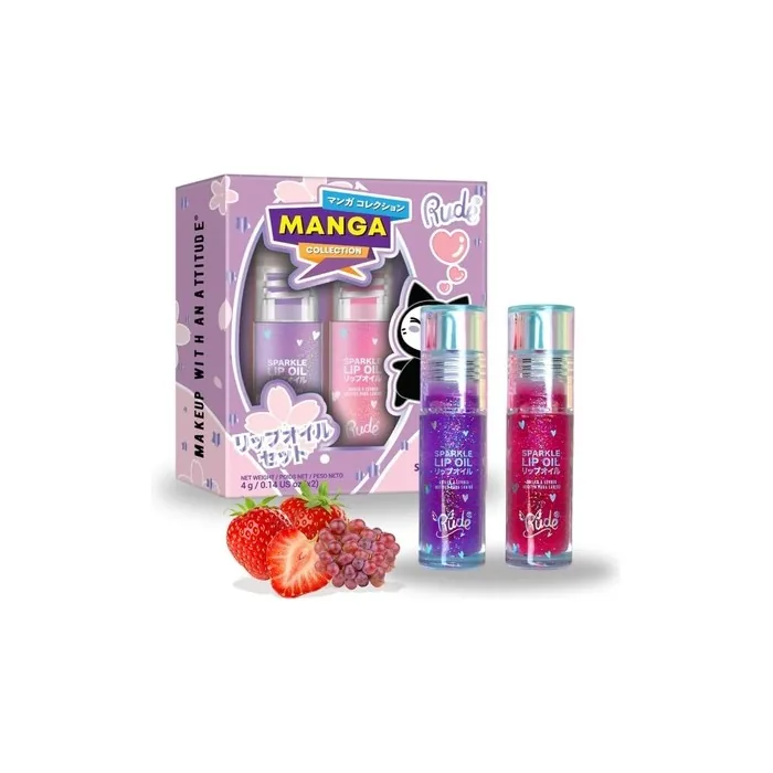 Manga Collection Sparkle Lip Oil Duo by Rude Cosmetics for Women